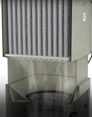 Grafische Darstellung eines Ruwac USPs zeigt die effektive Handabreinigung beim DS6 mit Taschenfilter