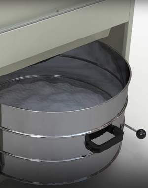 Grafische Darstellung eines Ruwac USPs zeigt die sichere Entleerung des DS6 mit Taschenfilter