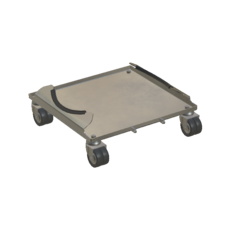 Fahrwagen für-SB-100-L-Edelstahl RS75-Ø-4xLenkrolle Gummi-statisch ableitend Edelstahl-gestrahlt